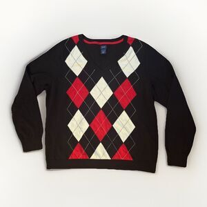 Vintage Men’s Izod Argyle Cotton V-Neck Sweater Size XXL